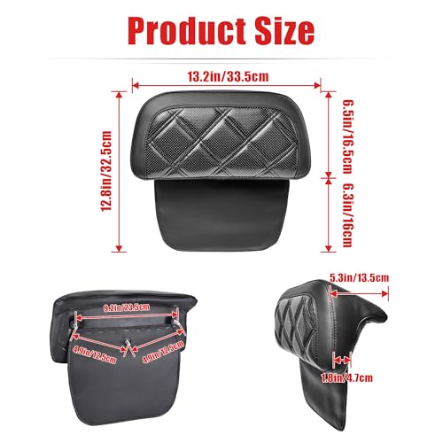Goldfire Rear Trunk Backrest Pad Razor Chopped Backrest Pad Tour Pack Backrest Pad Fit for Harley Touring Models 2014-2025 Road King Street Glide Electra Glide, Black Diamond - color: Black 2