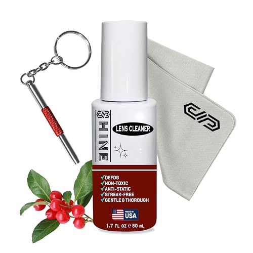 Shine Liquid Cleaner 1.7oz Spray Powered by SIBERIAN USA (1), Fabric Cloth, (1) Screwdriver for Camera, Devices, Eyewear Lenses 50ml - size: 1.7 Fl Oz Standard
