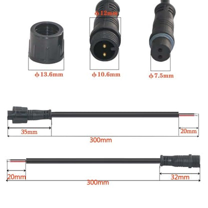 Waterproof Connector 2 Wire,22AWG 2Pin Male Female Plug LED Connector with IP68,30CM Extension Cable for Car,LED Strip Lights(3Pack) - size: 22AWG 2pin led connector