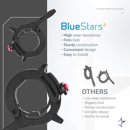 BlueStars Throttle Cruise Control/Motorcycle Throttle Lock - Universal Compatible with Most Motorcycles/Electric Bikes/Scooters/ATVs - Control Assist Motorcycle Accessories