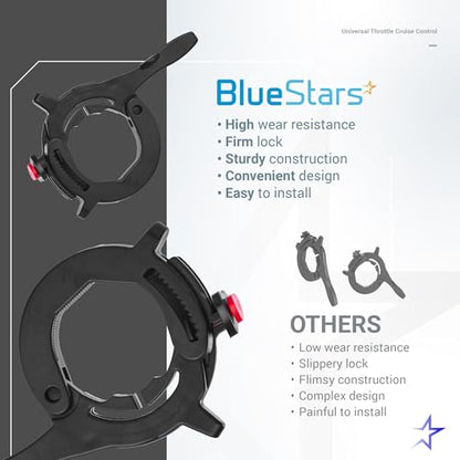 BlueStars Throttle Cruise Control/Motorcycle Throttle Lock - Universal Compatible with Most Motorcycles/Electric Bikes/Scooters/ATVs - Control Assist Motorcycle Accessories