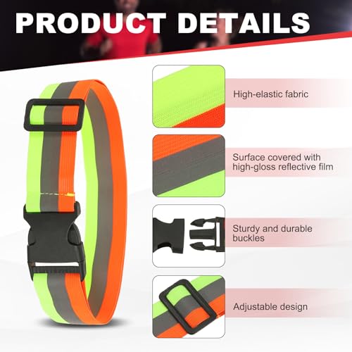 Reflective Safety Belt, Adjustable High Visibility Glow Belt Outdoor Running Gear Accessories - color: Yellow Orange