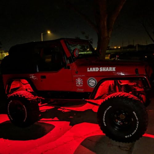 6 Pods LED Rock Lights, Ampper Waterproof LED Neon Underglow Light for Car Truck ATV UTV SUV Offroad Boat Underbody Glow Trail Rig Lamp (Red) - color: Red, size: 6 Pods