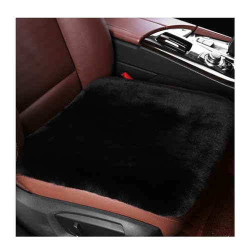 Ohleats 2 PCS Sheepskin Car Seat Cushion, Comfortable Soft Fur Wool Auto Front Seat Cover, Vehicle Seat Protector Pad for Warm Winter Office Chair, Universal Decor Car Accessories (Black) - color: 2 Pcs Black