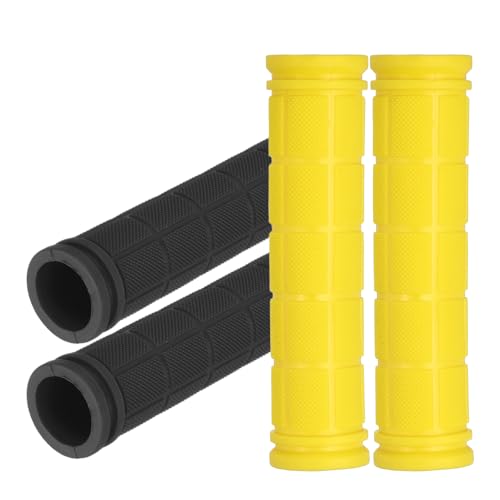 2 Pair Soft Rubber Handlebar Grips, Bicycle Handlebar Grips Bike Handle Bar Wrap Non-Slip 4.5 Inch - Fitting for Mountain Bikes/Road Bicycles/Scooter - color: Black/Yellow