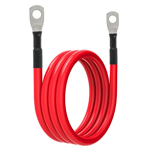 6 AWG Battery Cables 6 Gauge Battery Power Inverter Cable with 5/16 Inch Tinned Copper Lugs Both Ends for Solar Marine Boat RV Car Motorcycle 2 pcs (4FT) - size: 4FT