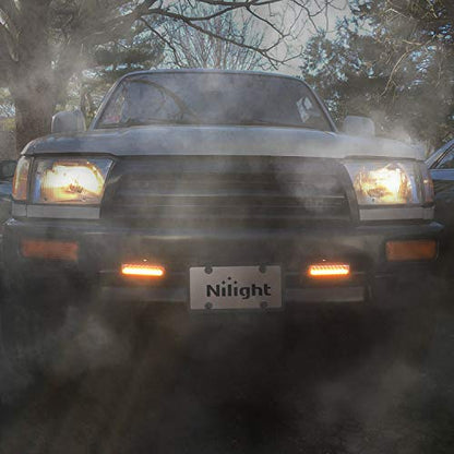 Nilight LED Pods 2Pcs 54W White/Amber 6 Inch Flood Offroad Fog Light Bar Waterproof Lighting for Tractor Boat SUV ATV UTV 4WD Car Truck Motorcycle Dirt Bike Golf Cart 12V 24V - color: 2Pcs White/Amber Lights