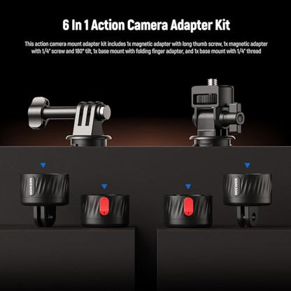 NEEWER Magnetic Action Camera Mount Kit, Compatible with GoPro Hero 13 12 11 Max DJI Osmo Action Insta360, ABS Magnetic Quick Release Mount for POV Shots, GP-24 - style: GP-24