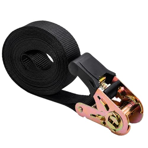 Black Strap Down Ratcheting Securing Straps, Track Spring Fittings, Tie-Down Motorcycles, Trailer Loads, Kayak, Rubber Handle Ratcheting Strap (1" x30' - 1 pcs) - size: 1"x30' - 1pcs