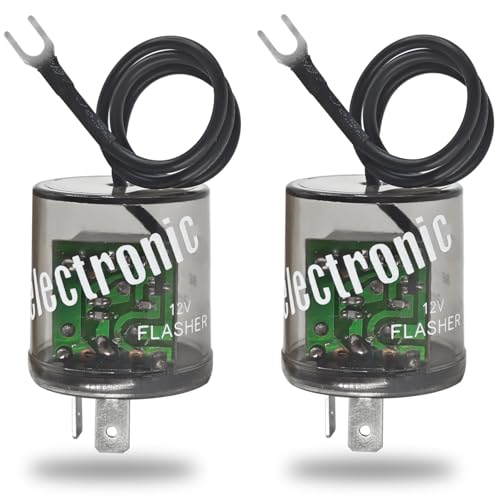 LED Flasher Relay 2 Pins 12V (Pack of 2) - Heavy Duty Turn Signal Flasher Relay with Ground Wire for Automobile and Motorcycle