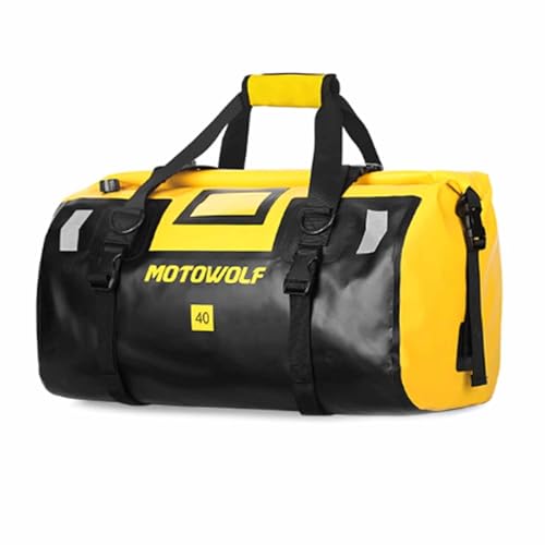 Motorcycle Tail Bag for Honda Monkey 125 2018-2025 Waterproof Duffle Luggage All Weather Back Seat Saddle Bag Expandable Capacity Rear Rack Trunk Storage Bag,Black and Yellow - color: Black and Yellow