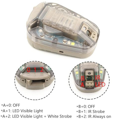 Tactical IR Strobe Helmet Light Military Identification Lights with Visible LED + White Strobe Survival Signal (Tan-Blue) - color: Tan-Blue