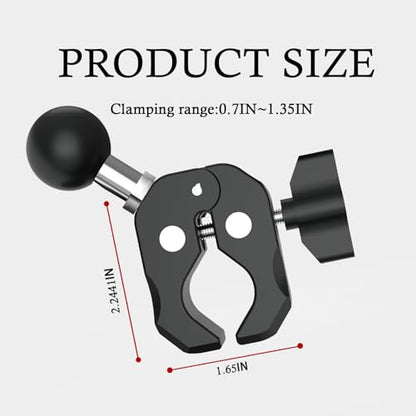 1'' Ball Clamp Handlebar Mount Base with Claw for Handlebar Rail 0.7'' to 1.5'' in Diameter, Compatible with RAM Mounts B Size 1 Inch Ball Double Socket Arm and Bicycle Phone Holder (Black-1)