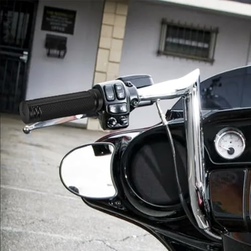 Motorcycle 1" Hand Grips Handlebar Grips Cable Throttle Fit for Harley Touring Street Glide Road King Road Glide Electra Glide Dyna Softail - color: #7 Black
