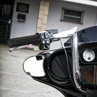 Motorcycle 1" Hand Grips Handlebar Grips Cable Throttle Fit for Harley Touring Street Glide Road King Road Glide Electra Glide Dyna Softail - color: #7 Black