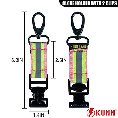 KUNN Firefighter Glove Strap Safety Glove Holder Clips for Work with Alligator Clip - color: Pink