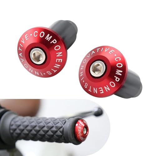 2 PCS Motorcycle Handle Bar End Plugs, Anti Vibration Grip Counterweights, Rust-Proof Protection Handlebar Grips Cap, Universal Modified Accessory for Most Motorcycles Dirt Bike (Red) - color: Red