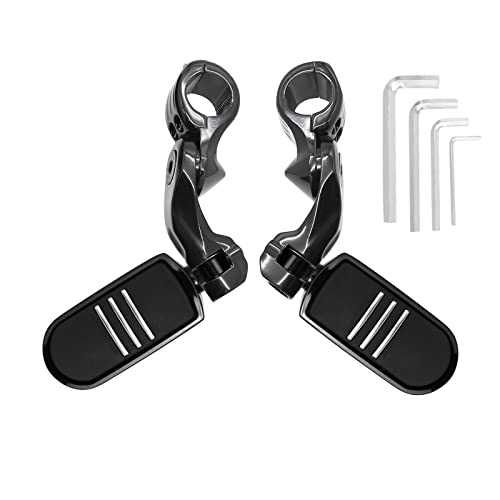 Highway Pegs Foot Rest Fit for Harley Sportster Dyna Touring Street Glide Road Glide Road King Electra Glide with 1.25 inch Highway Bar (Black) - color: Streamliner Black Style