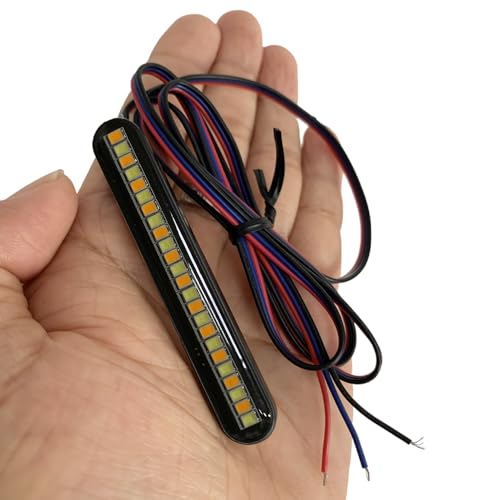 2PCS Universal LED Strip Motorcycle Tail Light Turn Signals Flowing Sequential,24 LED Flexible Brake Stop License Plate Lights Waterproof for Motorcycle Bike ATV Car RV SUV (RED+YELLOW) - color: RED+YELLOW