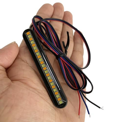 2PCS Universal LED Strip Motorcycle Tail Light Turn Signals Flowing Sequential,24 LED Flexible Brake Stop License Plate Lights Waterproof for Motorcycle Bike ATV Car RV SUV (RED+YELLOW) - color: RED+YELLOW