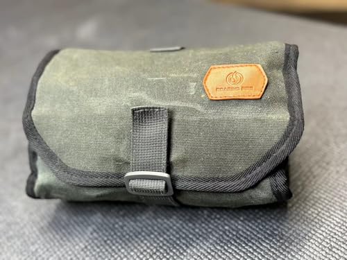 Roaring Fire Pioneer Mini Tool Roll Bag - Waxed Canvas Roll Up Pouch, YKK Zipper, 4 Mesh & 8 Elastic Loops for Wrenches, Survival, EDC - Gift for Dad
