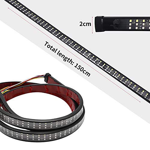 Saihisday 60 Inch Truck Tailgate Light Bar, 3-Row 432 LED Tailgate Strip Light Bar with Connector Wire, Red Brake Running White Reverse Amber Turn Signal Lamp for Trucks Pickups SUVs RVs Trailers - size: 60Inch