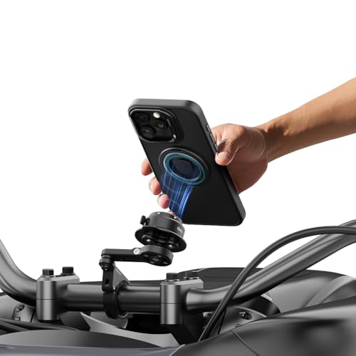 Quick Launch Magnetic Motorcycle Phone Mount, Anti-Vibration Handlebar Bracket with Secure Lock for Bike Scooter Moto MTB, 360° Blind Installation for Phones (QM02-Motorcycle-Pro) - style: QM02