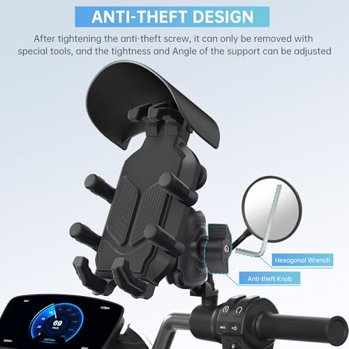 Motorcycle Phone Mount Vibration Dampener High Speed Stability 4.7in 7.2in Smartphones Motorcycle Scooter ATV
