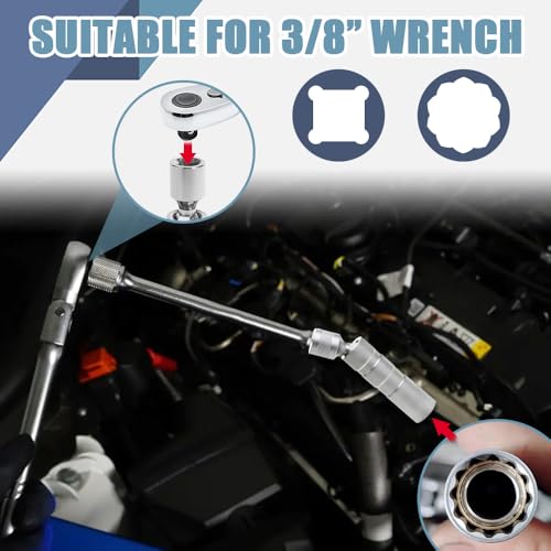 2PCS Magnetic Spark Plug Socket, 14mm&16mm Swivel Thin Wall Spark Plug Socket, Car Accessories Universal 3/8-Inch Drive 12-Point Spark Plug Socket Removal Tool for Most Motorcycles