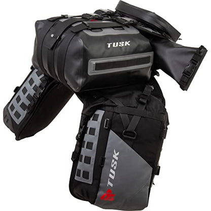 TUSK Highland X2 Rackless Luggage System w/Small Dry Duffel Tail Bag Compatible with KTM/Husky 690-701 Heat Shield Black/Grey - color: Black/Grey, size: Small Dry Duffel/Tail Bag, style: Ktm/Husky 690-701 Heat Shield