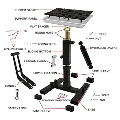 POLARBEAR Dirt Bike Stand Hydraulic Jack Vertical Lift CNC, for Dirt Bike/ATV/ADV/Rally Maintenance, Motorcycle Dirtbike Engine Stand with 1200Lbs Capacity(Silver) - color: Silver