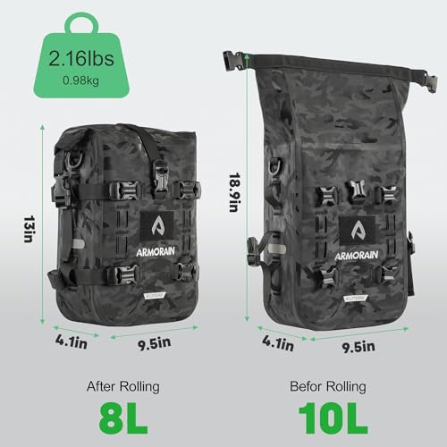 Motorcycle Crash Bar Bag Waterproof Storage Capacity 6L/8L Bumper pack Fender pouch Universal motor kit bags (8L Black Camo) - color: 8L Black Came