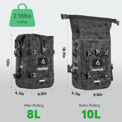 Motorcycle Crash Bar Bag Waterproof Storage Capacity 6L/8L Bumper pack Fender pouch Universal motor kit bags (8L Black Camo) - color: 8L Black Came