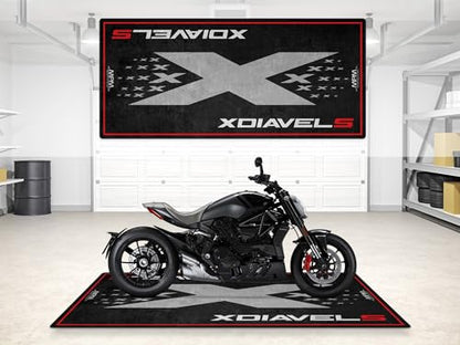 Parking Mat for XDiavel S Motorcycle Models, Display and Pit Mat, Washable Non-Slip Garage and Showroom Floor Mat, Rug (Size 2: 102 x 47/260 x 120 cm) - size: 3'11" x 8'6" (Oblong)