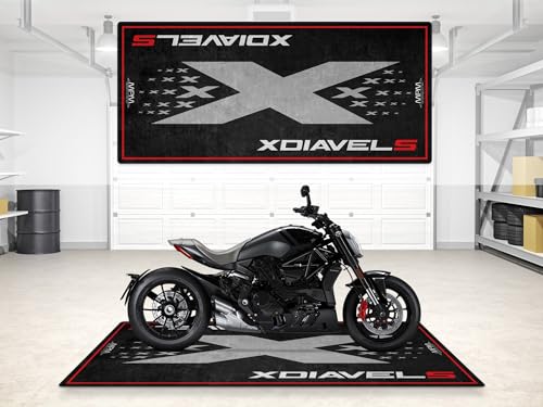 Parking Mat for XDiavel S Motorcycle Models, Display and Pit Mat, Washable Non-Slip Garage and Showroom Floor Mat, Rug (Size 1 : 86.6 x 39.4/220 x 100 cm) - size: 3'3" x 7'3" (Oblong)