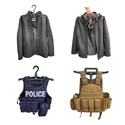 HICE - Garrison Heavy Duty Hanger | Original Heavy Duty Clothes & Equipment Hanger | 150 lb Load Capacity | Durable High Impact Resin | for Police, Military, Workwear & Clothing (Dark Green, Set of 2) - color: Dark Green
