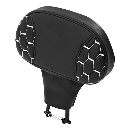 C.C. RIDER Motorcycle Backrest Plug-in Driver Rider Backrest Sissy Bar for Harley Davidson Touring CVO Street Glide Road Glide Electra Glide Road King 2009-2023 - color: Rider Backrest-White Stitching