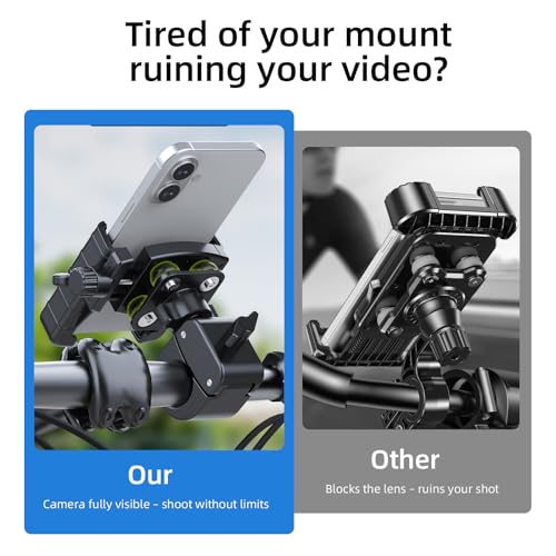 Anti-Vibration Bike Phone Holder,Motorcycle Mount,Lockable & Rotating,Shockproof Motorcycle Phone Mount with Quick Lock,Fit iPhone & All Android Phone for Electric Scooter E-Bike Stroller