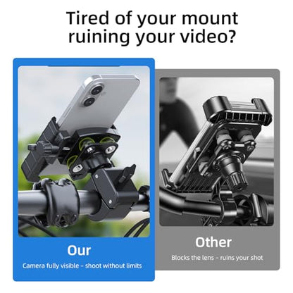 Anti-Vibration Bike Phone Holder,Motorcycle Mount,Lockable & Rotating,Shockproof Motorcycle Phone Mount with Quick Lock,Fit iPhone & All Android Phone for Electric Scooter E-Bike Stroller