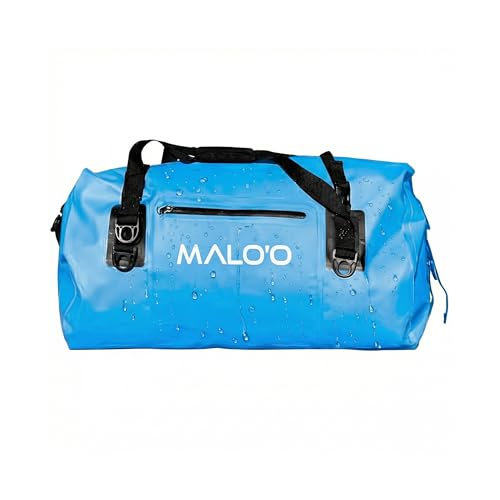 Malo’o Waterproof Dry Duffel, Heavy-Duty Roll Top Waterproof Gear Bag with Shoulder Strap & Molle Loops, Marine Duffel for Kayaking, Boating, Camping, Beach & Travel, Blue, 40L - color: Blue, size: 40L