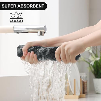 Homaxy 100% Cotton Kitchen Towels and Dishcloths Set, 12 x 12 Inches and 13 x 28 Inches, Set of 8 Bulk Kitchen Towels Set, Ultra Soft Absorbent Dish Cloths for Washing Dishes, Black - color: Black, style: 8-Piece Set