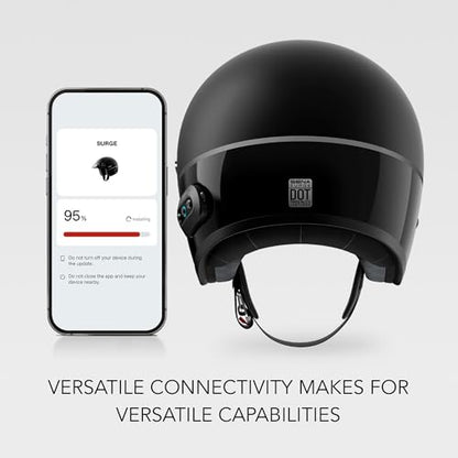 Sena Surge Mesh Intercom Enabled Open Face Smart Motorcycle Helmet (Gloss White/Matte Black, S) - color: Gloss White/Matte Black, size: Small