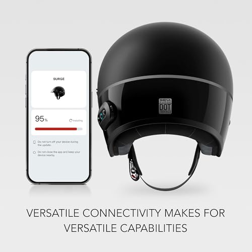 Sena Surge Mesh Intercom Enabled Open Face Smart Motorcycle Helmet (Gloss White/Matte Black, XXL) - color: Gloss White/Matte Black, size: XX-Large