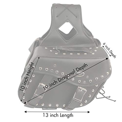 Milwaukee Leather SH55301ZB Black Medium Zip-Off PVC Studded Throw Over Saddlebags - One Size