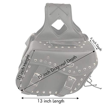 Milwaukee Leather SH55301ZB Black Medium Zip-Off PVC Studded Throw Over Saddlebags - One Size