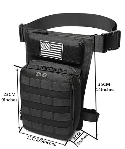 Motorcycle Tactical Drop Leg Thigh Bag with Holster Handgun Firearm Pistol Bag for Men Hunting Shooting Range Additional 3 Magazine Storage Slots - color: Navy Blue Dark Blue
