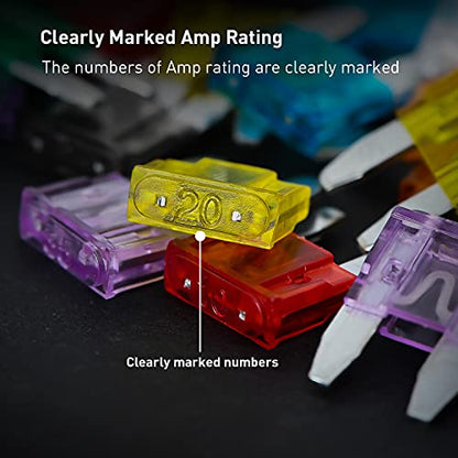Nilight 120 PCS Mini ATM/APM Blade Fuse 5A/7.5A/10A/15A/20A/25A/30A AMP Assorted Set with 10 Pack 14AWG ATC/ATO Inline Fuse Holder - color: 120Pcs ATM/APM Fuse + 14AWG Holder 10