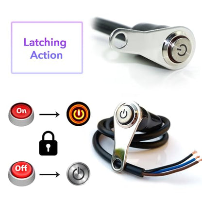 Motorcycle Universal Handlebar Light Power Control Switch Push Button Toggle Kill Mount Red LED for DC12V Turn Signal Fog Brake Headlight - color: Red