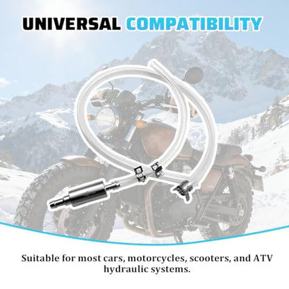 2 Sets Motorcycle Brake Bleeder Hose Kit, Soft Brake Bleeder Hose with One-Way Check Valve, Bleeding Tool Kit with Rubber Cap & Metal Clamps, Universal for Car Motorcycle Clutch - size: 2Sets