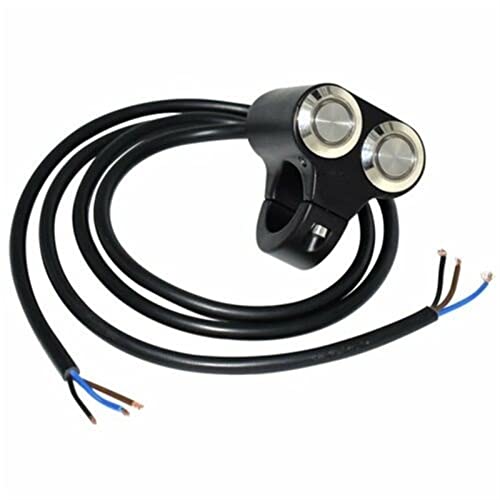 Rayana 7/8" Motorcycle Handlebar Control Switch Dual Horn Button for Start Kill Momentary Switch Aluminum Alloy (BLUE-22MM)